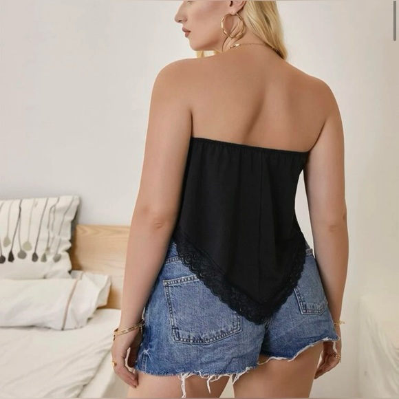 Shein Plus Contrast Lace Bandeau Top - Picture 2 of 4